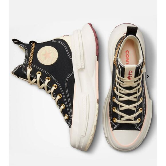 Converse Black and Gold Heart Chain Sneakers - Picture 4 of 11